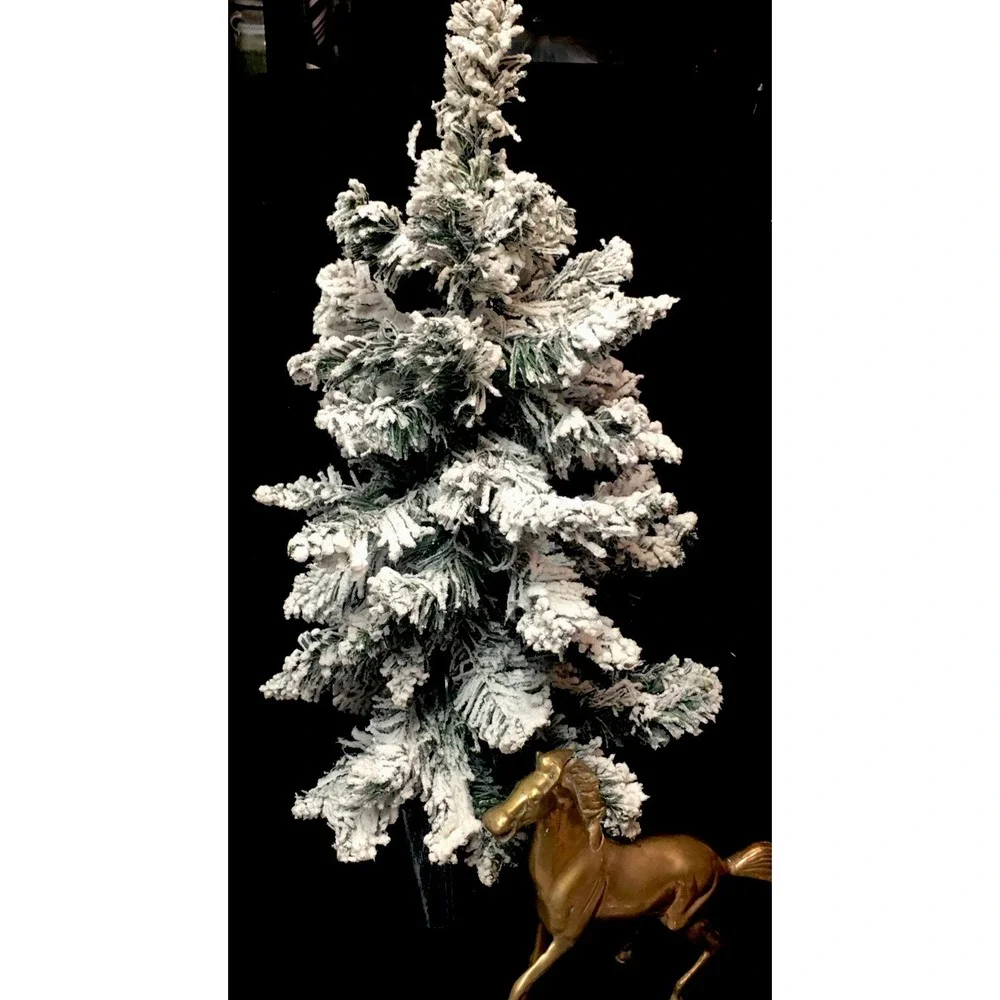 Vintage Flocked Green Artificial Christmas Tree  25